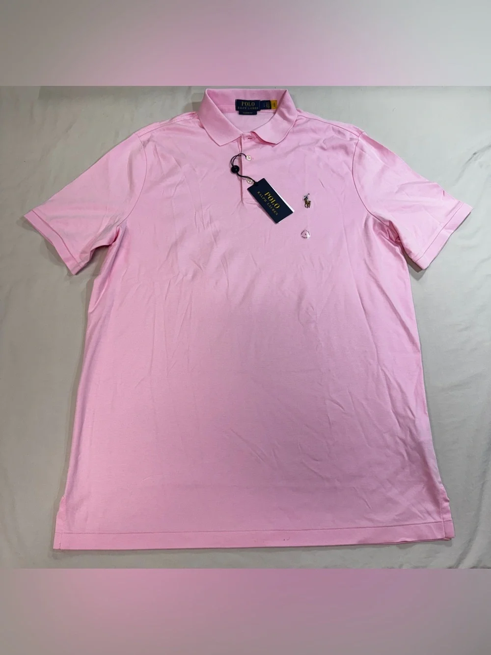 Mens Polo Ralph Lauren Men's Short Sleeve Golf Shirt Pink Size Large Cotton NWT